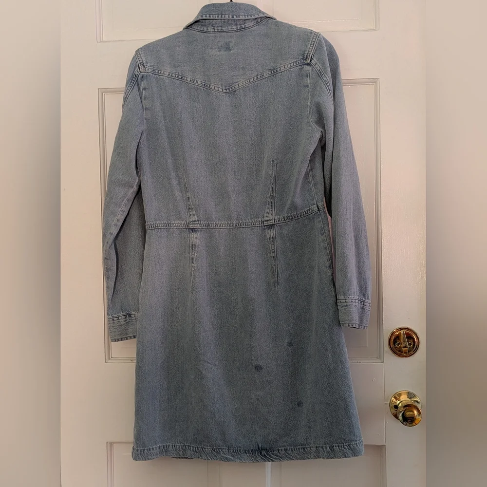 Levi’s Denim Shirt Dress Button Front Light Wash Western Lyocell - Picture 8 of 8